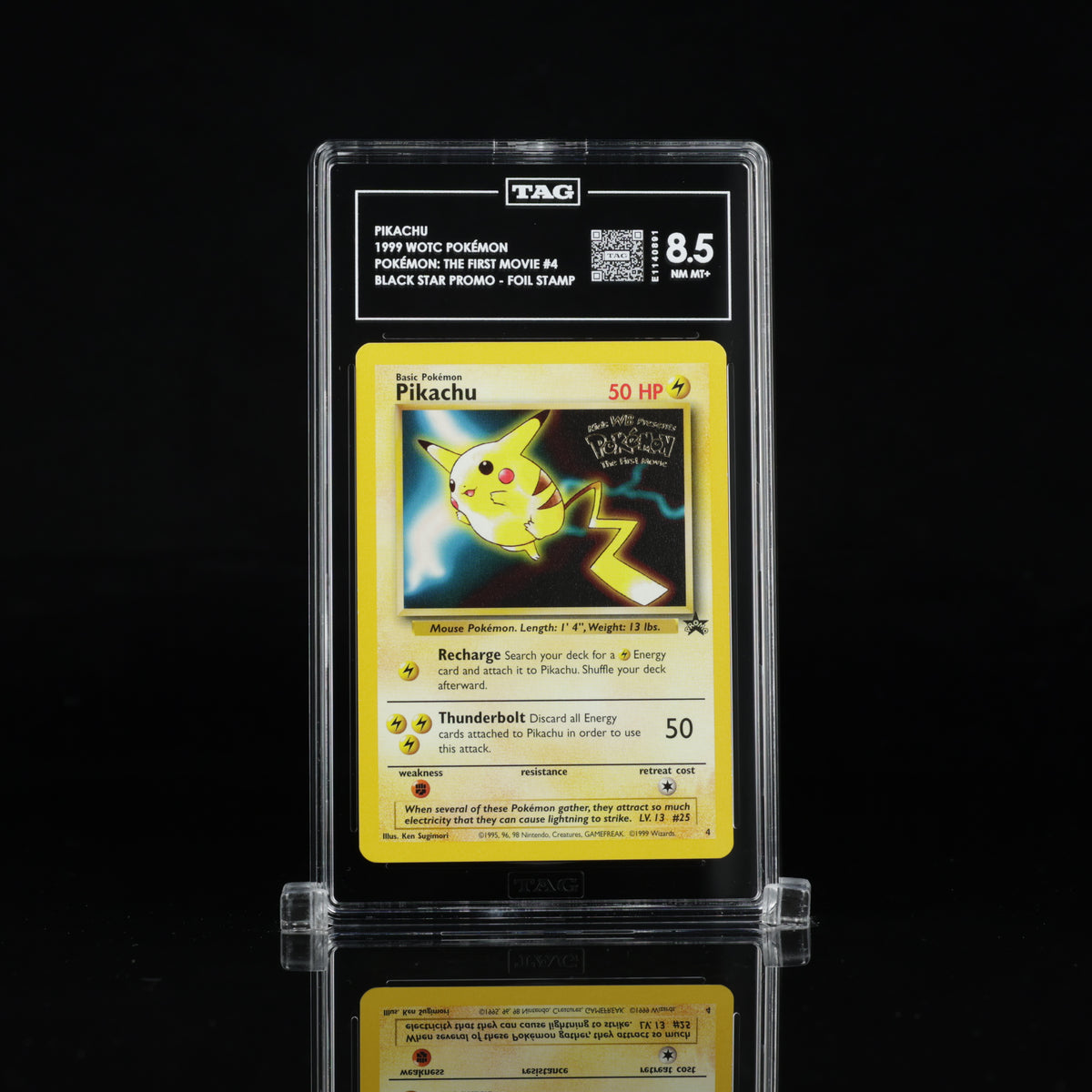 Pikachu #4 Black Star Promo – TAG 8.5 NM-MT+ – 1999 Pokémon The First Movie