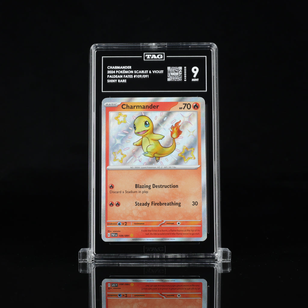 2024 Pokémon Paldean Fates Charmander 109/091 Shiny Rare – TAG 9 Mint