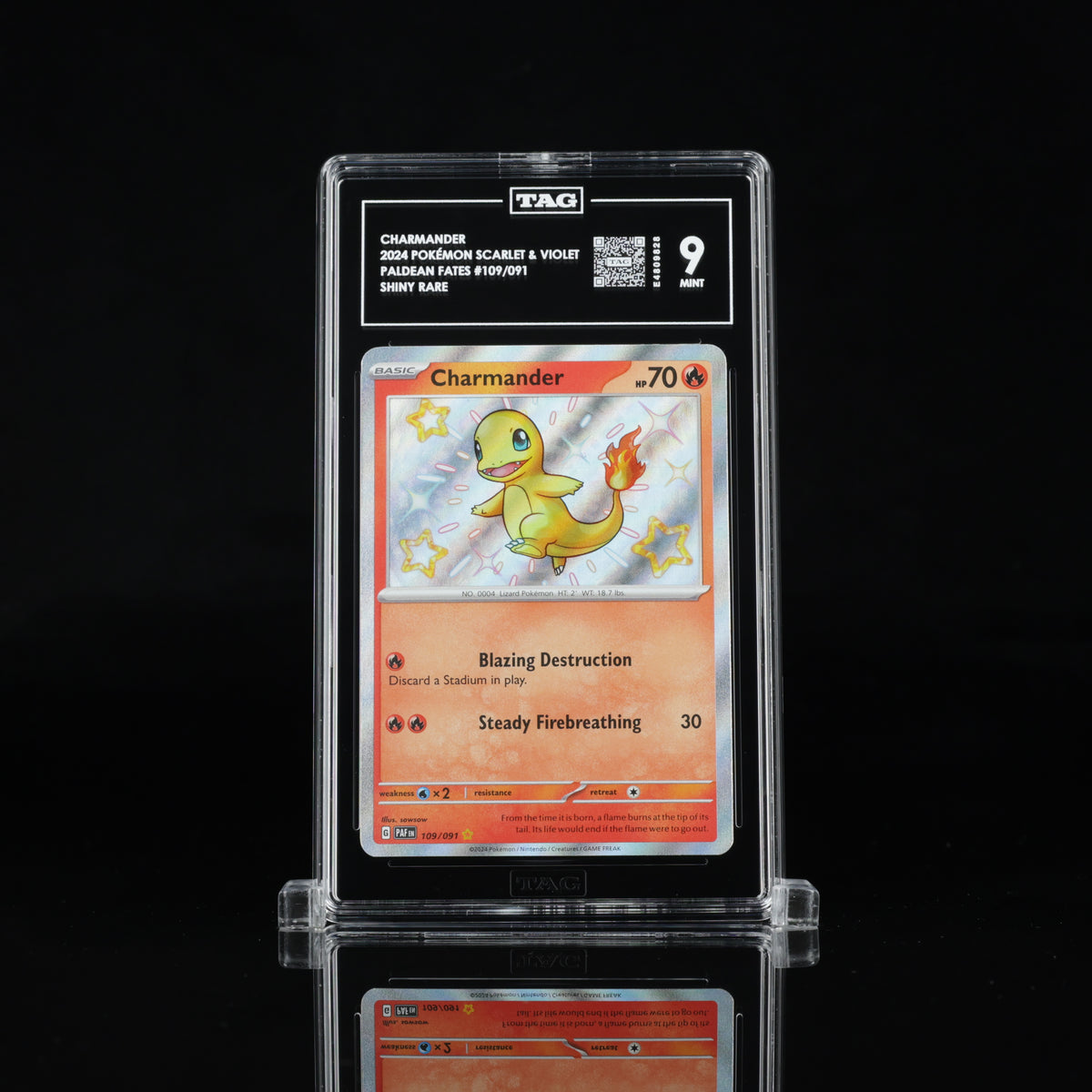 2024 Pokémon Paldean Fates Charmander 109/091 Shiny Rare – TAG 9 Mint