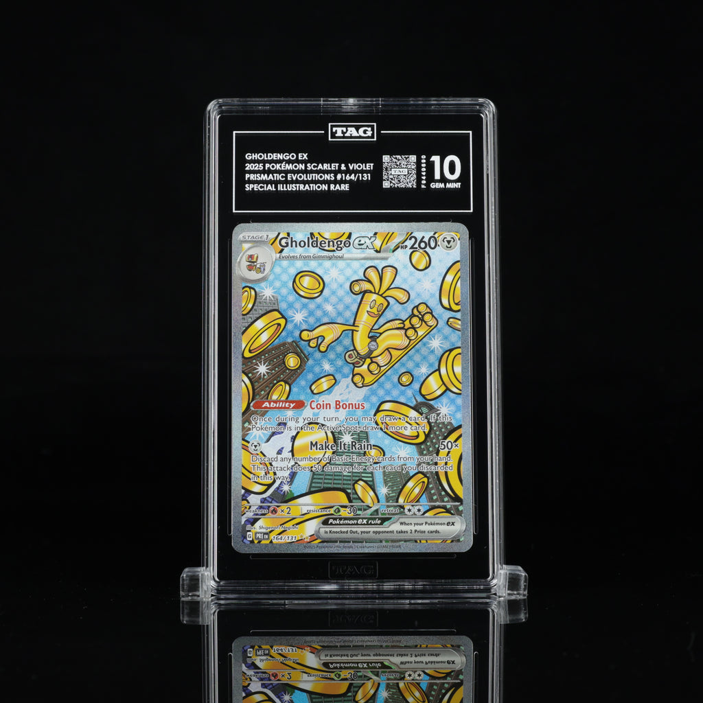 Gholdengo ex 164/131 Special Illustration Rare – TAG 10 Gem Mint – 2025 Pokémon Prismatic Evolutions