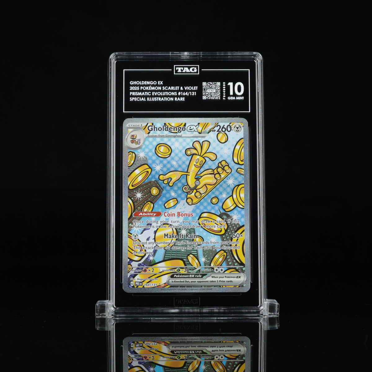 Gholdengo ex 164/131 Special Illustration Rare – TAG 10 Gem Mint – 2025 Pokémon Prismatic Evolutions