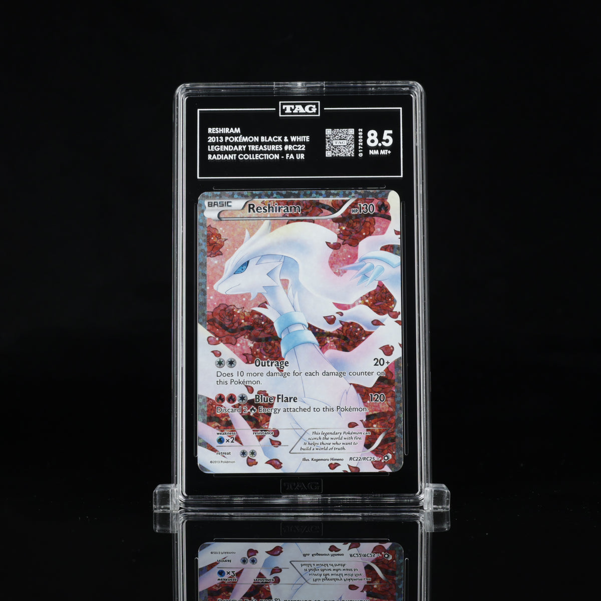 2013 Pokémon Legendary Treasures Reshiram RC22/RC25 Full Art – TAG 8.5 NM-MT+