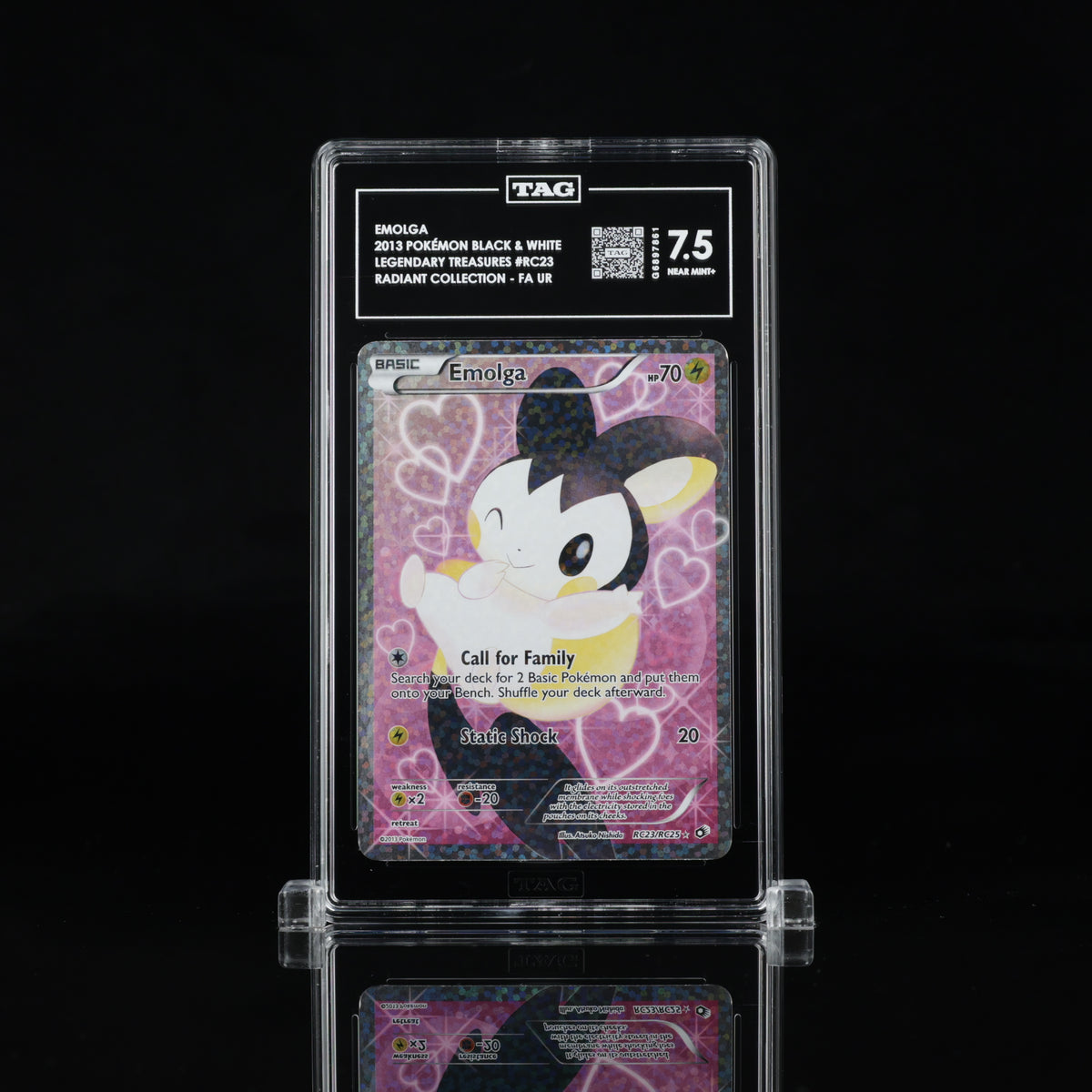 2013 Pokémon Legendary Treasures Emolga RC23/RC25 Full Art – TAG 7.5 Near Mint+