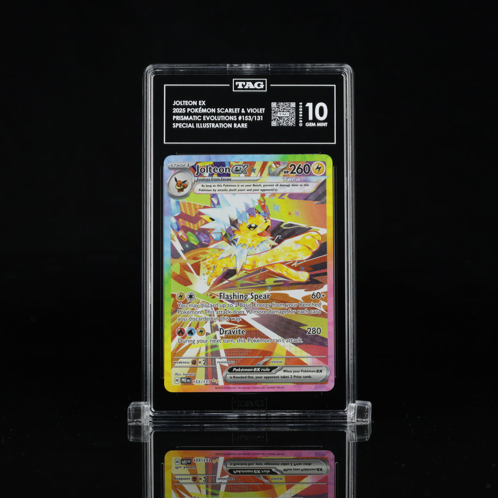 Jolteon ex 153/131 Special Illustration Rare – TAG 10 Gem Mint – 2025 Pokémon Prismatic Evolutions