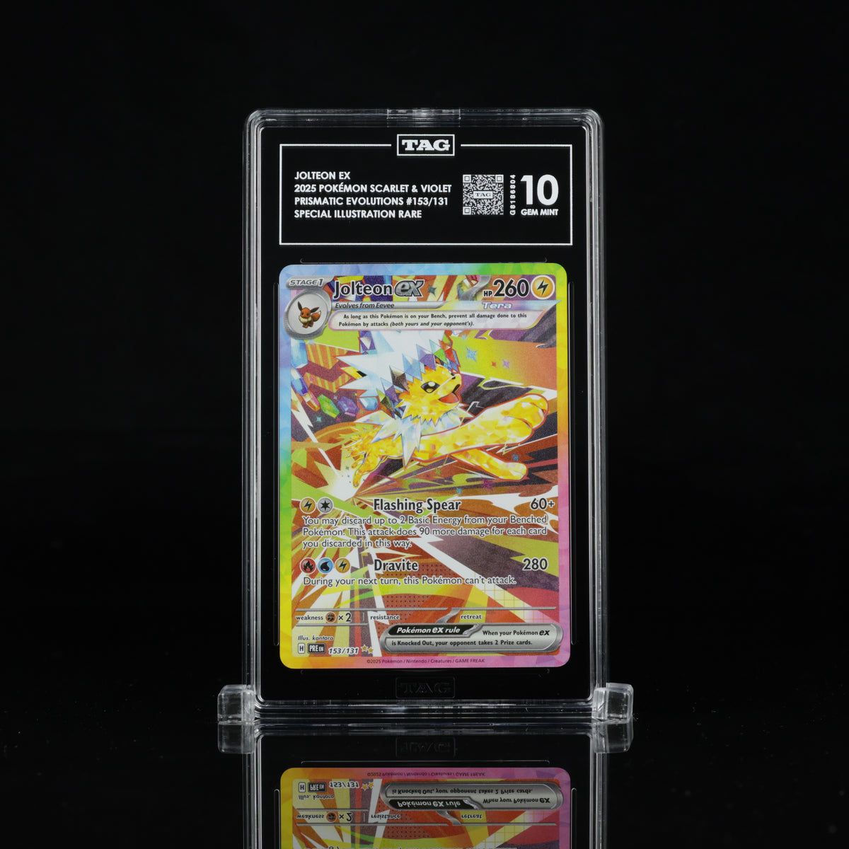 Jolteon ex 153/131 Special Illustration Rare – TAG 10 Gem Mint – 2025 Pokémon Prismatic Evolutions