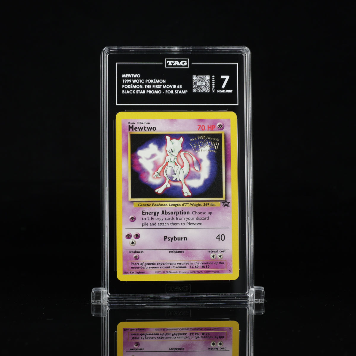 Mewtwo #3 Black Star Promo – TAG 7 Near Mint – 1999 Pokémon The First Movie