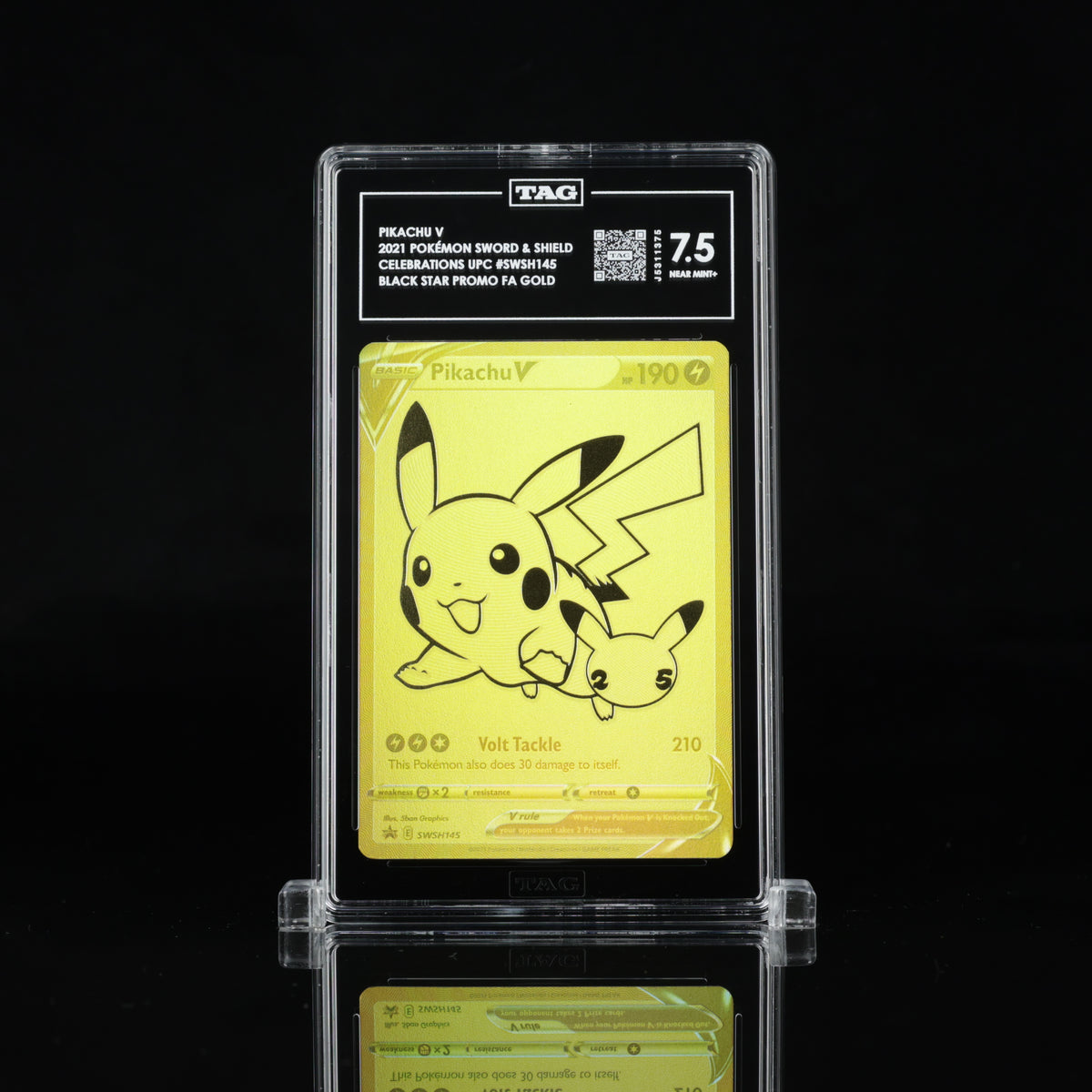 2021 Pokémon Pikachu V SWSH145 Celebrations Ultra-Premium Collection – TAG 7.5 Near Mint+