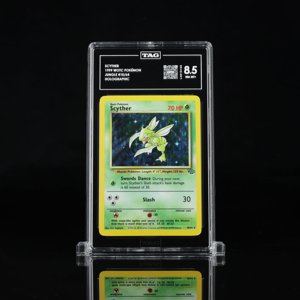 1999 Pokémon Jungle Scyther #10/64 Holo – TAG 8.5 NM-MT+