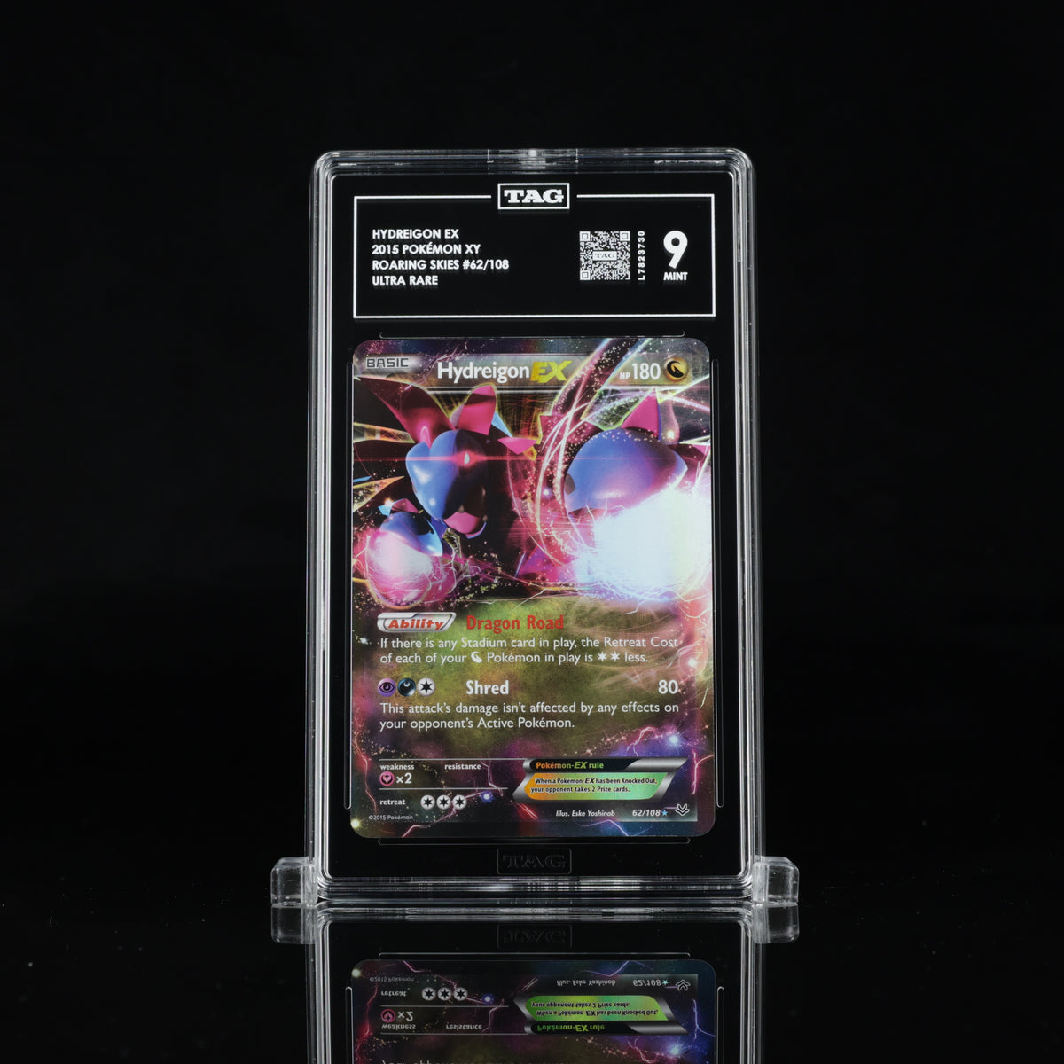 2015 Pokémon Roaring Skies Hydreigon EX #62/108 Ultra Rare – TAG 9 Mint