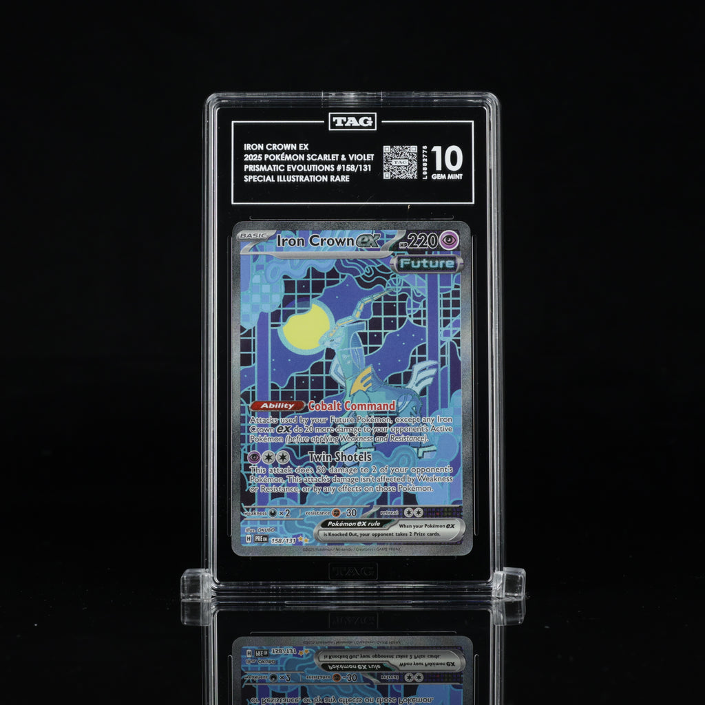 Iron Crown ex 158/131 Special Illustration Rare – TAG 10 Gem Mint – 2025 Pokémon Prismatic Evolutions