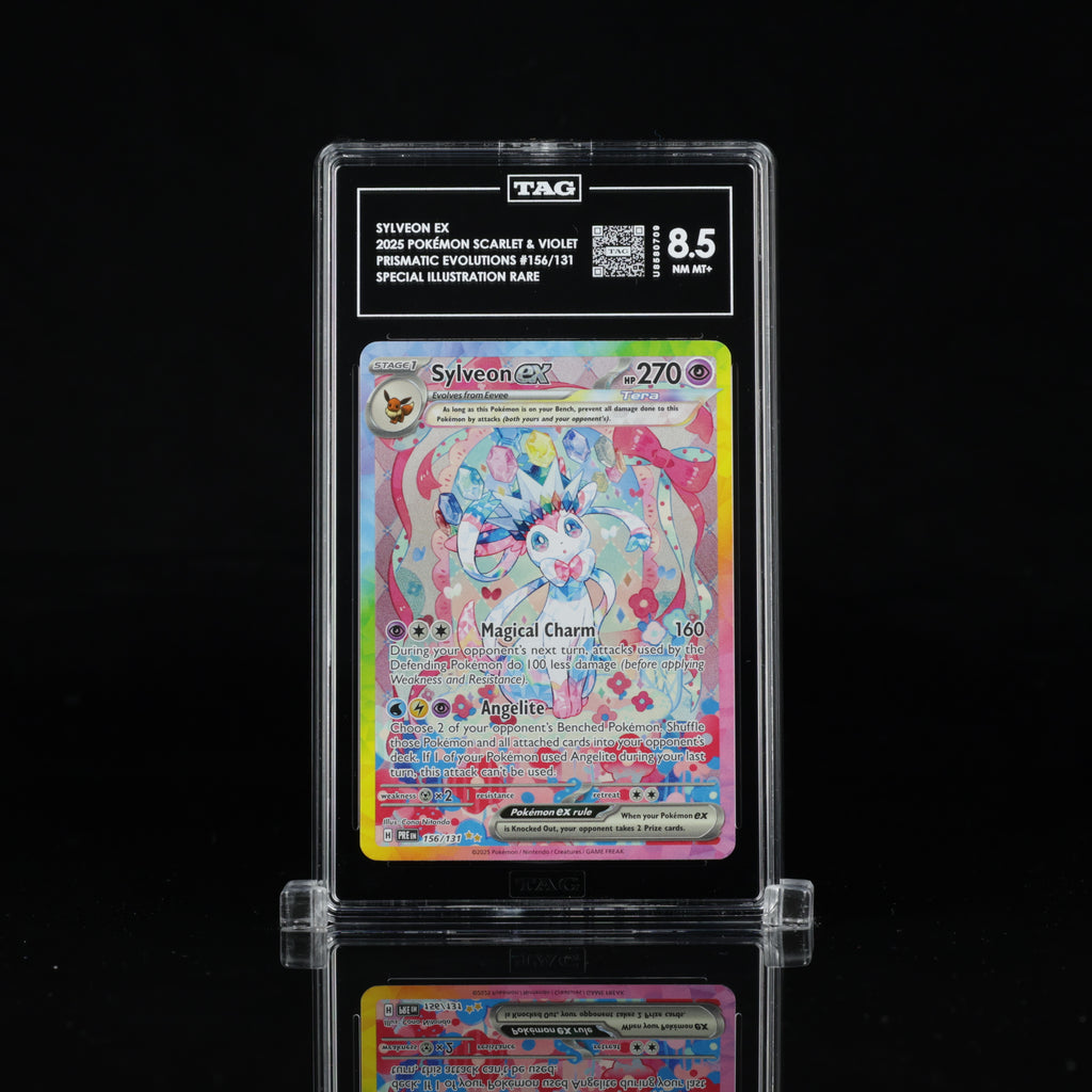 Sylveon ex 156/131 Special Illustration Rare – TAG 8.5 NM MT+ – 2025 Pokémon Prismatic Evolutions