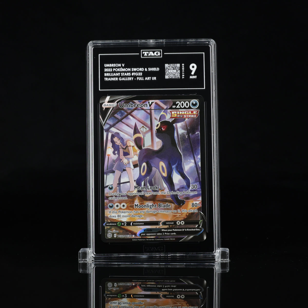 2022 Pokémon Brilliant Stars Umbreon V TG22/TG30 Full Art – TAG 9 Mint