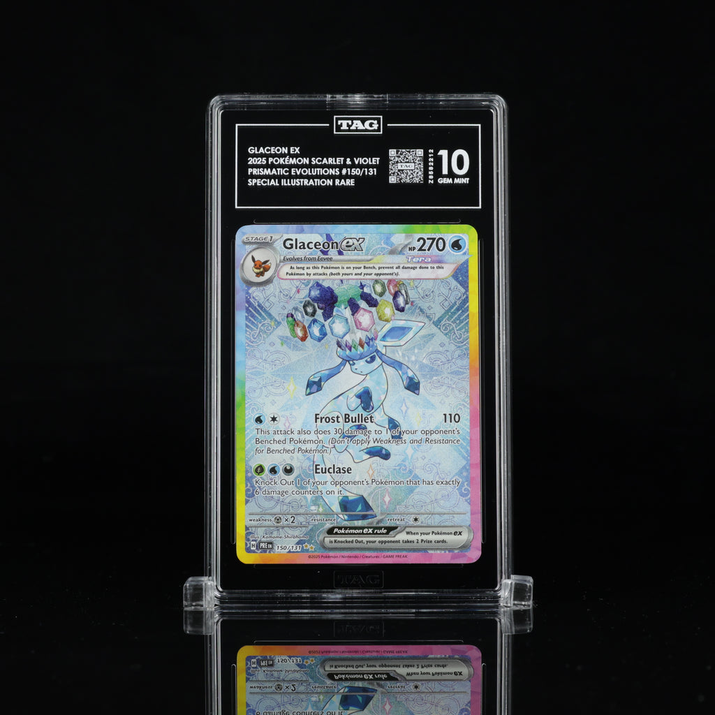Glaceon ex 150/131 Special Illustration Rare – TAG 10 Gem Mint – 2025 Pokémon Prismatic Evolutions